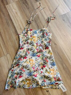 Cider Floral Midi Dress in Cream, Red, Blue, Yellow